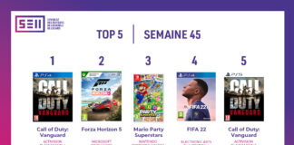 TOP des Ventes de Jeux Vidéo – semaine 45 / 2021 Découvrez les chiffres des ventes de jeux vidéo de la semaine du 8 au 14 novembre 2021, toutes plateformes confondues et au détail selon GSD.