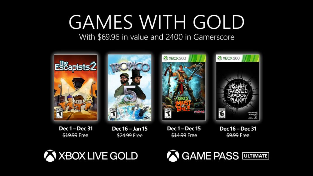 Xbox Live Games With Gold Décembre 2021