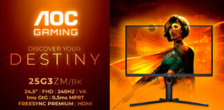 AGON by AOC 25G3ZM/BK : un nouveau monitor Esport 240 Hz à contraste élevé AOC-GAMING-25G3ZM-BK-01