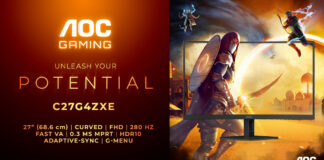 AOC GAMING C27G4ZXE : Dominez la compétition avec un moniteur incurvé de 27 pouces et 280 Hz AOC-GAMING-C27G4ZXE